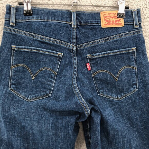 Levis Shorts Women 27 Blue Dark Wash Denim Bermuda Stretch Jean Everyday Walking - Picture 5 of 15